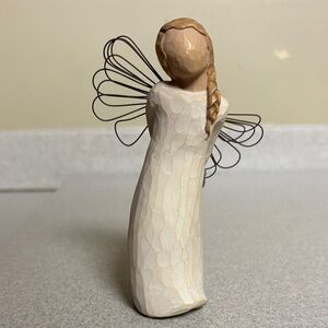 Willow Tree Cream and Brown Angel with Wire Wings / Thank You